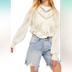 Free People Abigail Victorian Top. Size Medium.